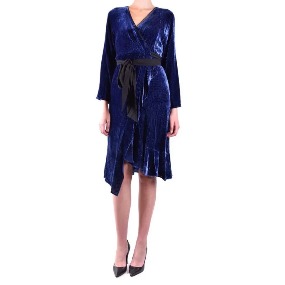 NWT Diane von Furstenberg Tulisa Navy Blue velvety Wrap Dress